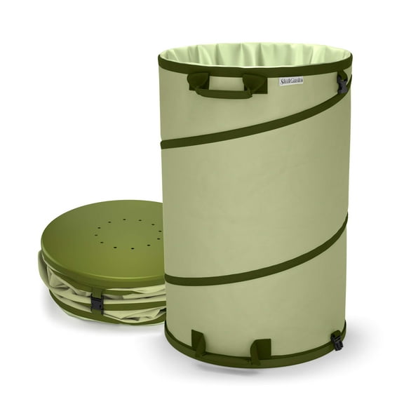 Sleek Garden Smart Collapsible 30-Gallon Pop-up Reusable Canvas Garden Waste Bag Bucket