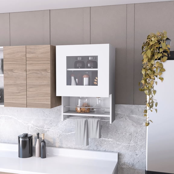 Sleek Glass Door & Interior Shelves - Space-Saving Kitchen Wall Cabinet for Organizing Essentials