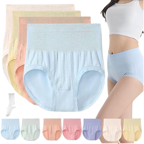 Sleek Hip Leakproof Panties Sleekhip High-Waist Tummy-Control Butt-Lifting Undies Lightweight Comfort Underwear Women(4pcs-d,Large)