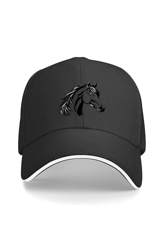 Sleek Horse Head Print Baseball Cap Adjustable Strap for Running Workouts and Outdoor Activities All Seasons,Made In USA,Adult One Size Fits All