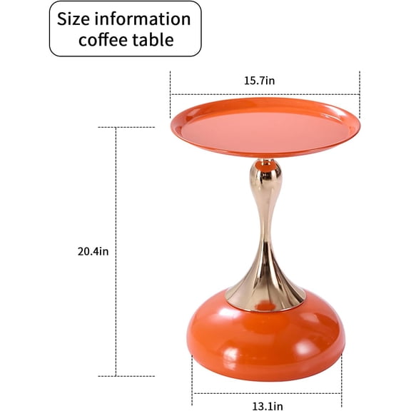 Sleek Hourglass Side Table - Modern Metal Accent Table for Living Room, Bedroom, Cafe (Hermes Orange)