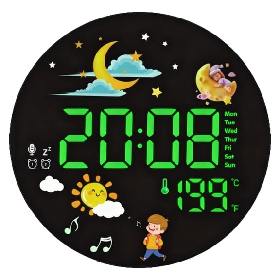 Sleek LED Wall Clock with Temperature Tracking 20cm Display Indoor Climate Easy Plug-In Modern Room Decor Design