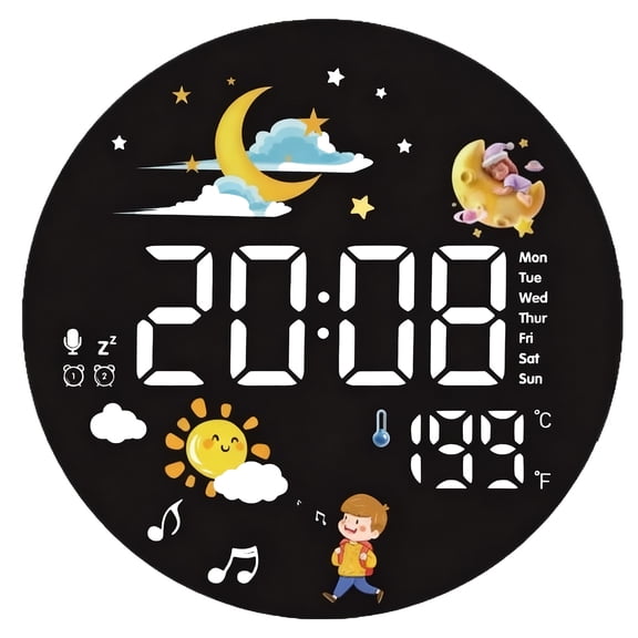 Sleek LED Wall Clock with Temperature Tracking 20cm Display Indoor Climate Easy Plug-In Modern Room Decor Design