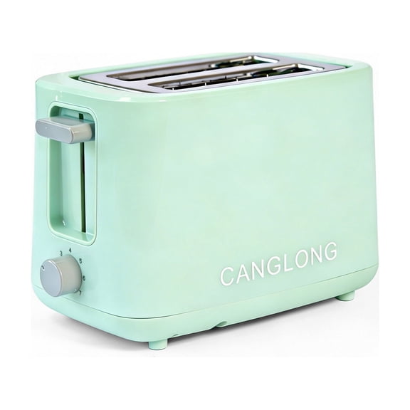Sleek Light Green 2Slice Toaster - Compact Toasting for Bread, Bagels & More. Easy Browning Control, Retro Design