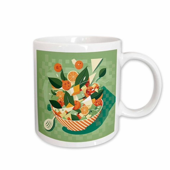 3drose, Sleek Lines and Salad Converge in Modern Harmony, 15oz Mug