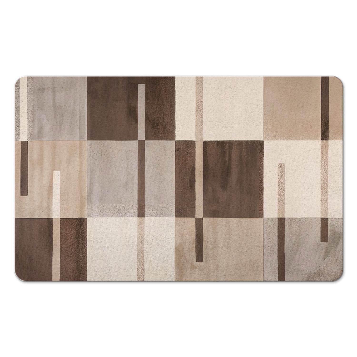 Sleek Modern Geometric Patchwork Bathroom Rug, 20x32 inch. Perfect ...