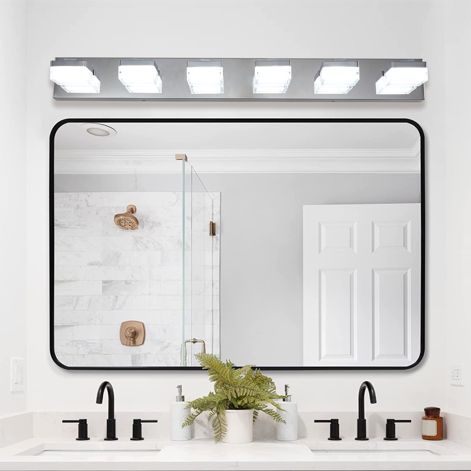 Sleek Modern LED Chrome Vanity Mirror Light Fixture with 6 Lights for ...