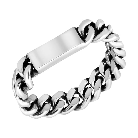 Sleek Modern and Mighty Bar Chain .925 Sterling Silver Ring-9