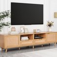 thumbnail image 1 of Sleek Panel & Rattan Design | Ample Storage for Media Devices | Stable and Durable TV Console, 1 of 6