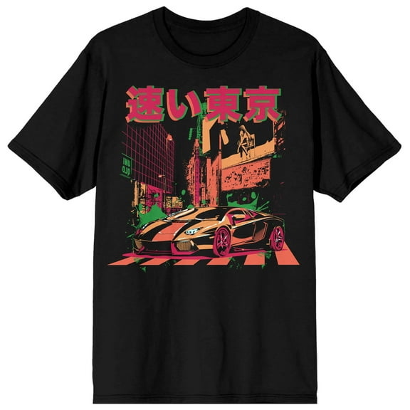 Sleek Rebel Tokyo Fast Crew Neck Short Sleeve Men's Black T-shirt-Small