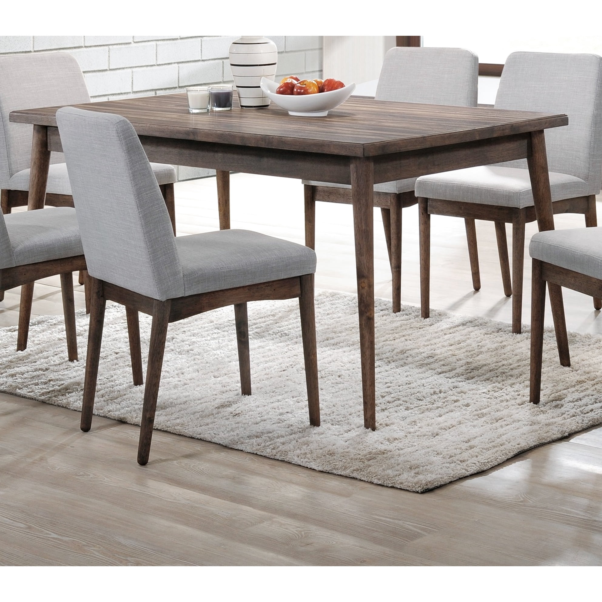 Sleek Rectangular Dining Table In Walnut Finish Made Of Solid Wood And ...