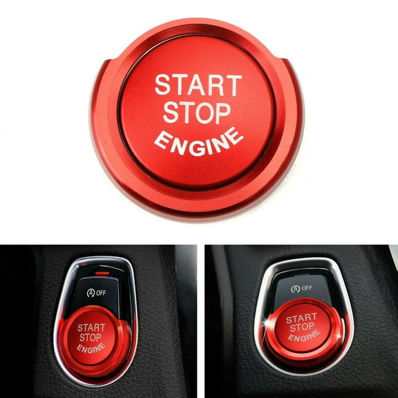 Sleek Red Aluminum Keyless Engine Start Button Surrounding Accent for BMW F20 F22 F30 F32 F48 1 2 3 4 Series X1