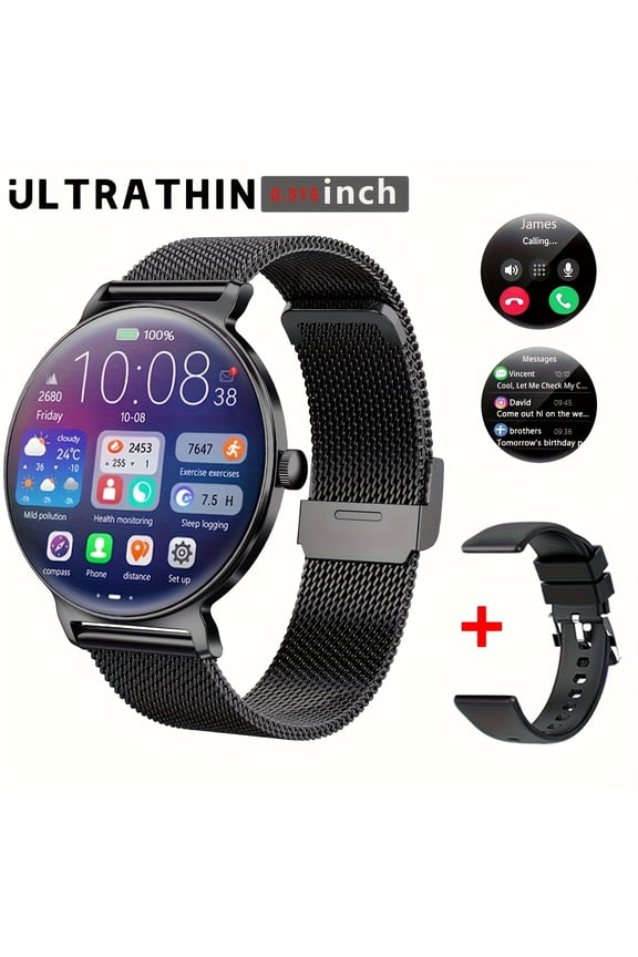Sleek Robust Smartwatch for Men & Women, 5-7 Day Battery Life, Wireless Call, 100+ Sports Modes, 1.27-Inch HD Display, USB Charging