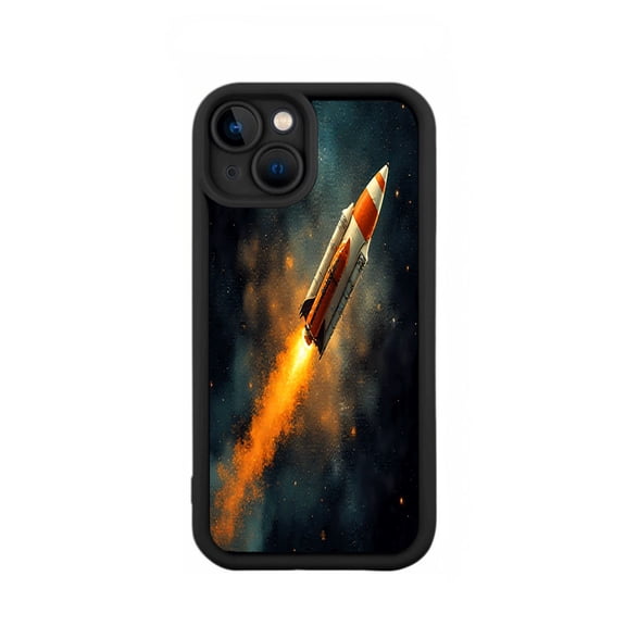 Sleek Rocket Design iPhone 15 Case - Lightweight Yellowing Resistant Cosmic Space Aesthetic