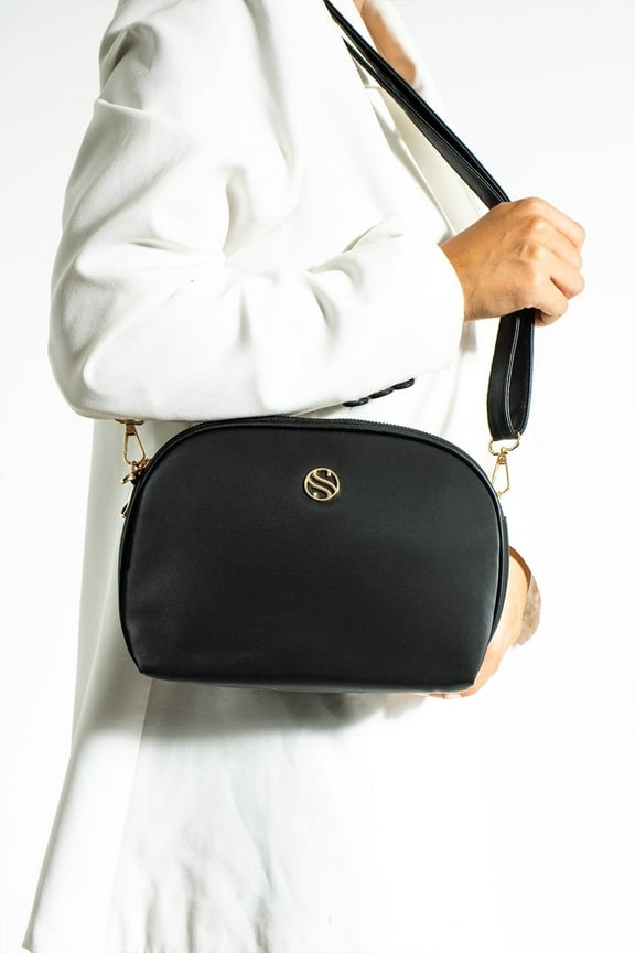 Sleek San Women's Morris Satchel Timeless Leather Crossbody Bag, Black