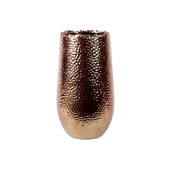 Sleek & Shiny Ceramic Vase In Copper Coating Large
