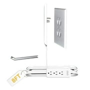 Sleek Socket Child & Pet Protector Inverted Outlet Concealer 8ft Extension Cord with Multiple Outlets