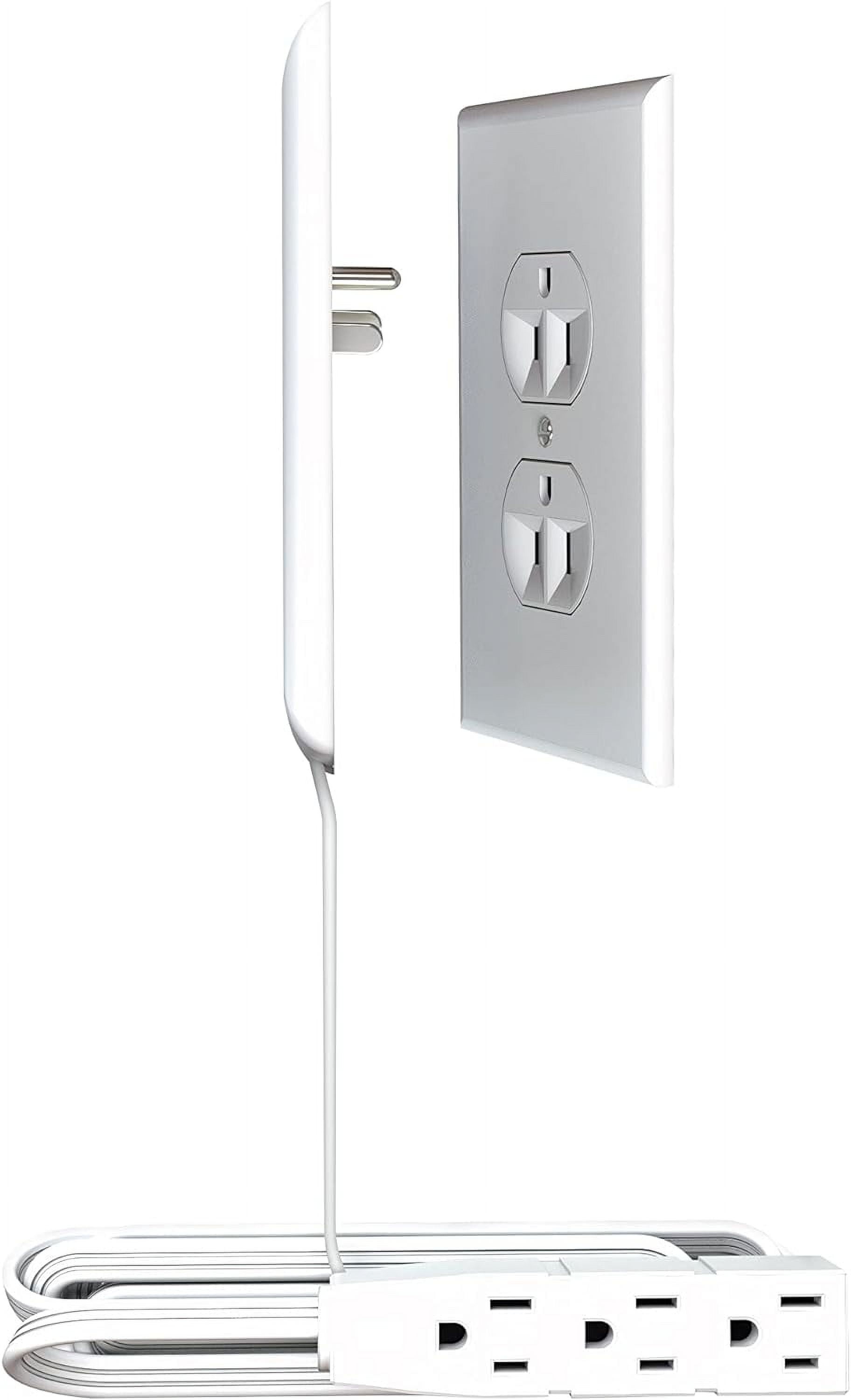 Sleek Socket Inverted Dual Wall Outlet Concealer with 8 ft. Extension Cord  