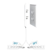 Sleek Socket Inverted Dual Flat Extension Cord with Multiple Outlets, Outlet Extender, 3-ft, 1 Count
