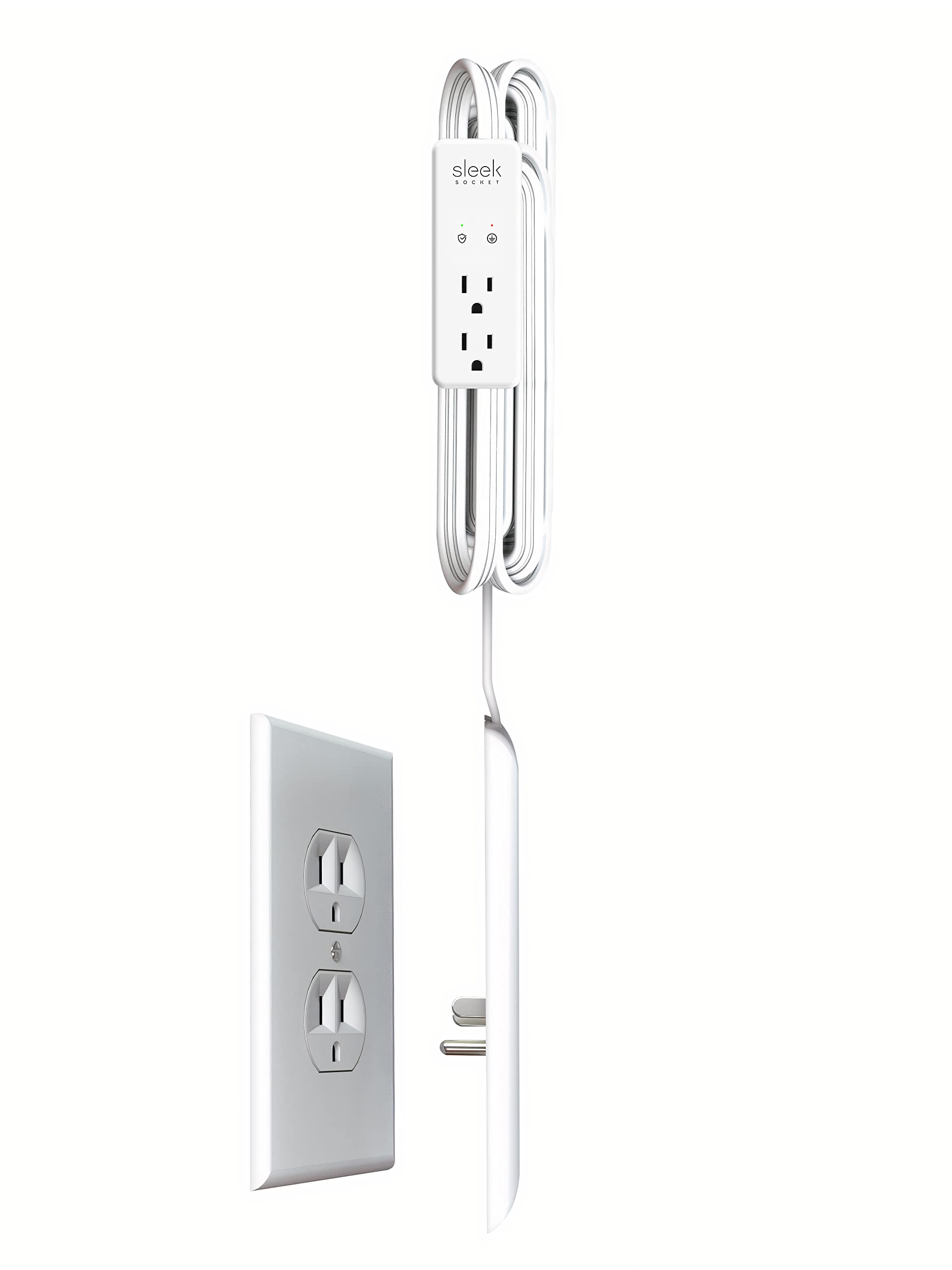 Sleek Socket® HUL-STD-W Data Cable Outlet Cover, Extension Cord with Cord  Cover, Coaxial, Ethernet, White