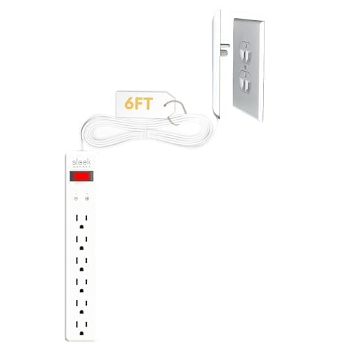 Sleek Socket Outlet Concealer Inverted 6-ft Extension Cord with Multiple Outlets Surge Protector