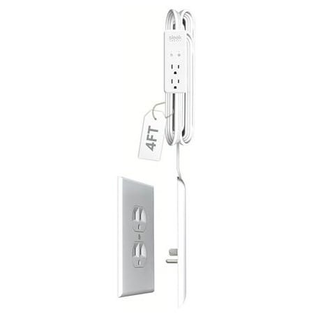 Sleek Socket Outlet Concealer for TV Surge Protector 4-ft Extension Cord with Multiple Outlets price history and forecast - sleek socket 8-UPMOUNT-OVSZ-W