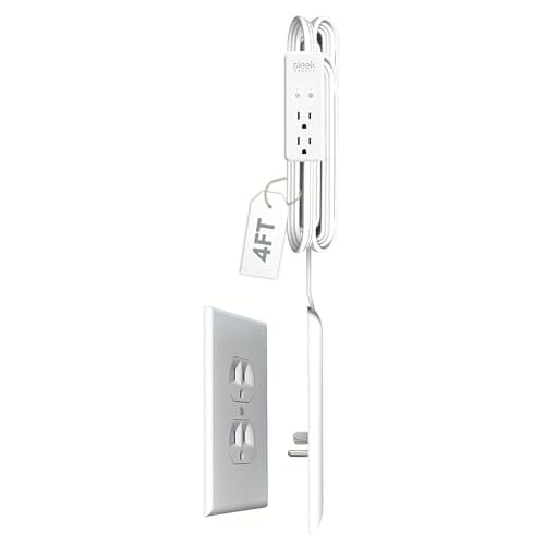 Sleek Socket Outlet Concealer for TV Surge Protector 4-ft Extension Cord with Multiple Outlets