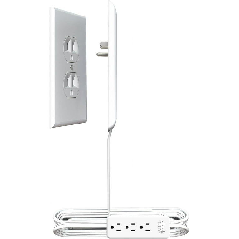 Sleek Socket Ultra-Thin Wall Outlet Cover with 8-ft Extension Cord