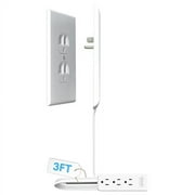 Sleek Socket Wall Outlet Concealer with 3 ft Extension Cord with Multiple Outlets