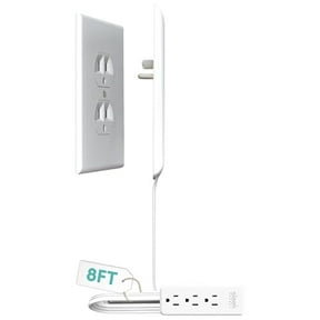 Sleek Socket Wall Outlet Concealer with 8-ft Extension Cord with Multiple Outlets