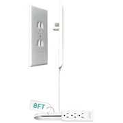 Sleek Socket Wall Outlet Concealer with 8-ft Extension Cord with Multiple Outlets