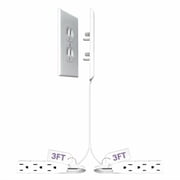 Sleek Socket Wall Outlet Concealer with Dual 3 ft Flat Cords, 6 Outlets, Ultra Thin Design, Flat Plug, White, 1 Pack