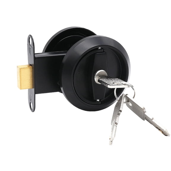 Sleek Stainless Steel 304 Recessed Door Lock With Hidden Cup Handle, Privacy Pocket Doors Lock For Home, Dual-Sided Interior Wood Sliding Door Lock
