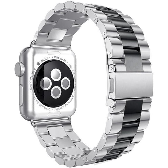 Sleek Stainless Steel Band Compatible with Apple Watch 42mm(Series 11/10)/41mm/40mm/38mm, Metal Strap with Fold-Over Clasp, Business Casual Design for Men & Women