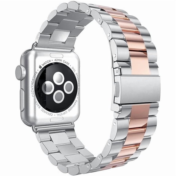 Sleek Stainless Steel Band Compatible with Apple Watch 42mm(Series 11/10)/41mm/40mm/38mm, Metal Strap with Fold-Over Clasp, Business Casual Design for Men & Women