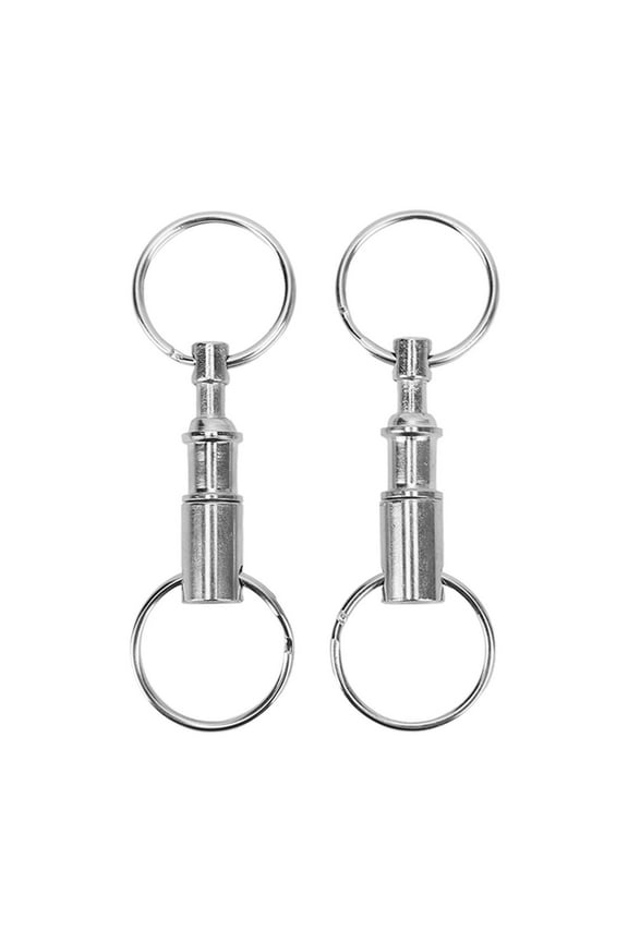 Sleek Stainless Steel Construction Keyring, Detachable Double Split Ring For Organized Keys, Quick Release Mechanism Ensures Ease Of Use, 2PCS