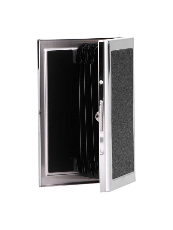Sleek Stainless Steel Credit Card Protector Box RFID Blocking Antimagnetic Metal Holder Case 6 Card Slots Black