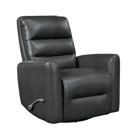 Sleek Swivel Glider Reclining Chair With Gray Faux Leather Upholstery Modern Touch In
