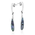 thumbnail image 1 of Sleek Teardrop Shaped Abalone Shell Inlay Sterling Silver Dangle Earrings, 1 of 5