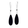 thumbnail image 1 of Sleek Teardrop Shaped Black Onyx Inlay Sterling Silver Dangle Earrings, 1 of 5