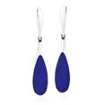 thumbnail image 1 of Sleek Teardrop Shaped Blue Lapis Inlay Sterling Silver Dangle Earrings, 1 of 5