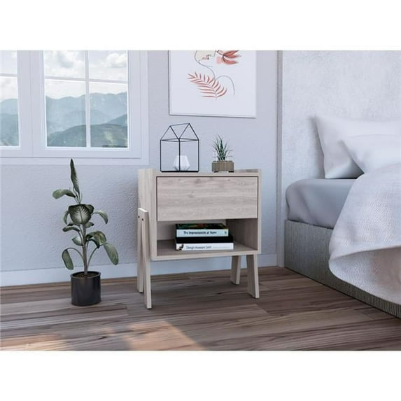 Sleek & Trendy Bedroom Nightstand, Light Grey
