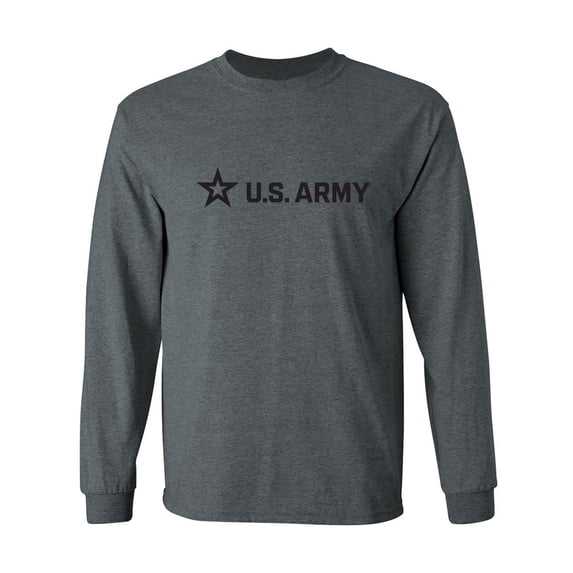 Sleek "US Army Star" Black InkAdult Long Sleeve T-shirt