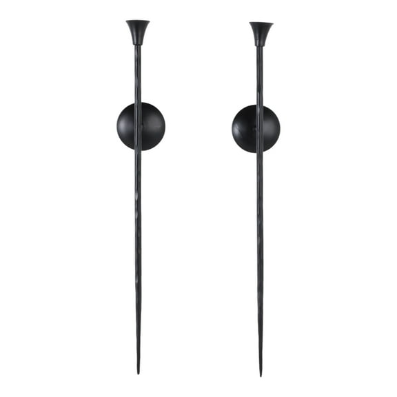 Sleek Wall Sconce Candle Holder Taper Candles - Tall Minimalist Candle Stick Holder for Living Room and Hallway Decor - Elegant Modern Candlestick Holder for Hallway Styling - Set of 2, 33", Black
