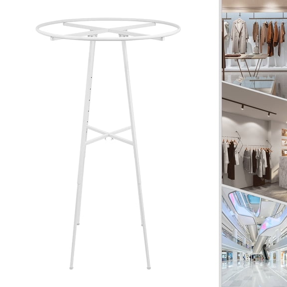 Sleek White Round Clothing Rack – Sturdy Steel, Space-Saving, Non-Slip Feet – Perfect for Bedrooms, Dorms, or Stores – Easy Assembly, Holds Clothes & Accessories Neatly, 4–6ft Adjustable Height