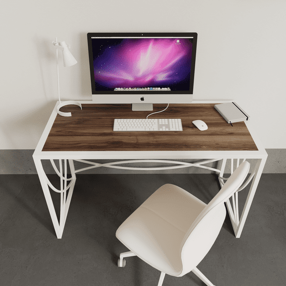 Sleek Writing and Computer Desk with Curved Metal Legs