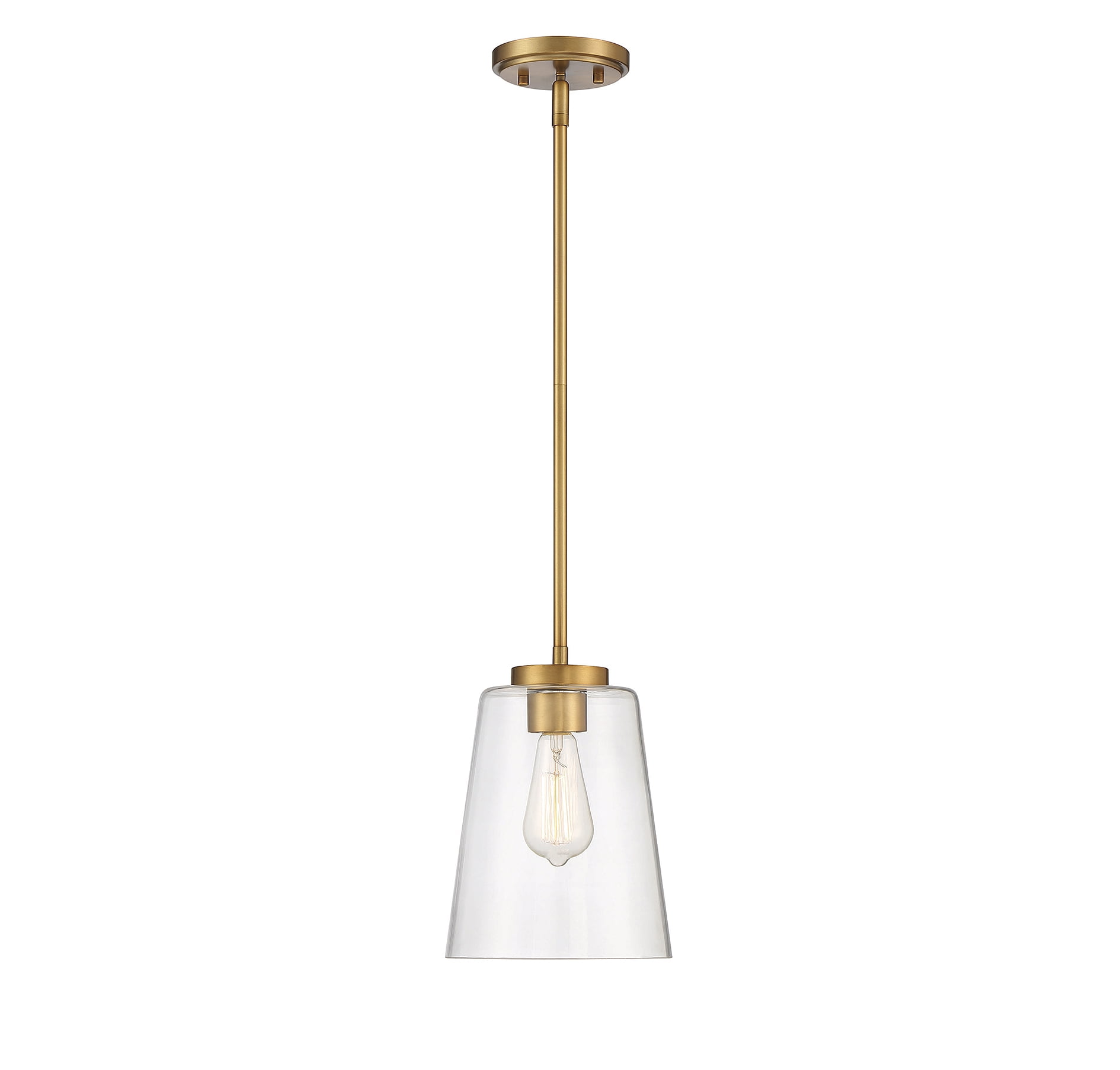 Warm Brass and Clear Glass Mini Pendant Light