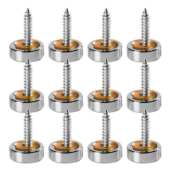 Sleek and Stylish Silver Stainless Steel Screw Cap for Mirrors (12pcs)