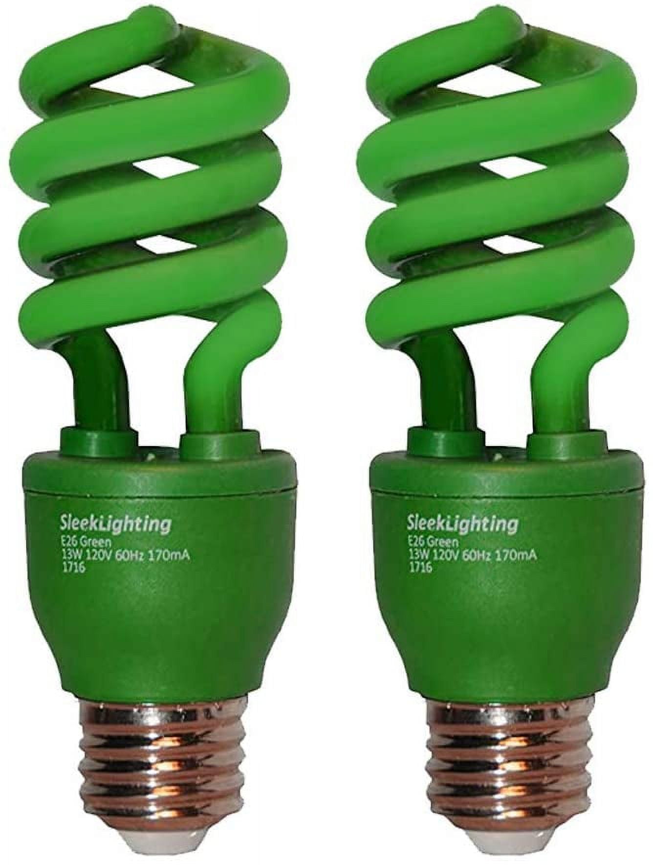 Sleeklighting 13 Watt Green Spiral Cfl Light Bulb 120volt E26 Medium