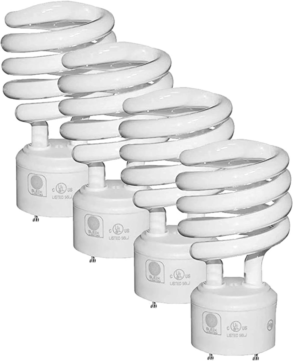 Sleek Lighting 23-Watt T2 Spiral CFL Fluorescent Light Bulbs with GU24 Base, Self-Ballasted Light Bulb for Bedroom Lighting, 1600 Lumens, 2700K 4-Pack